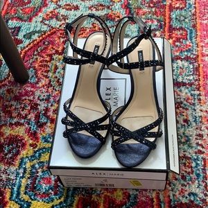 Alex Marie Navy Rhinestone Dress Sandal